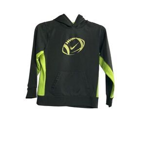 NIKE Boys Therma Fit Hooded Football Sweatshirt Black & Yellow‎ Size XL